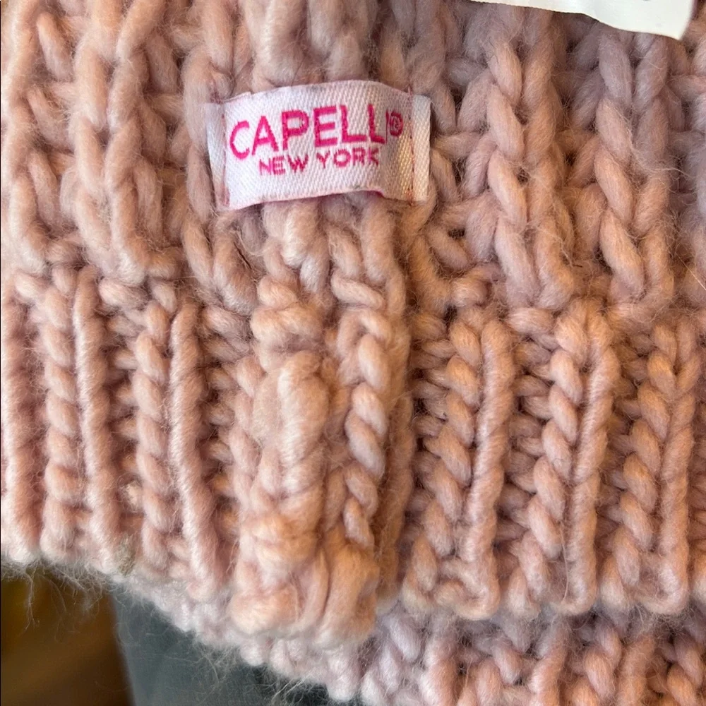 Capelli of New York knit Beanie hat with pom-pom/ pearl-like embellishments M/L‎